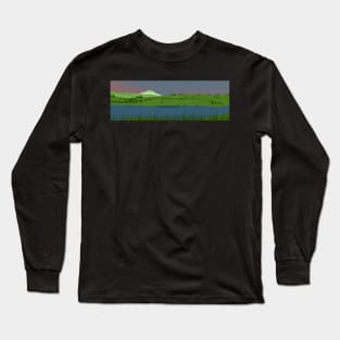 Landscape with a lake and volcano Long Sleeve T-Shirt